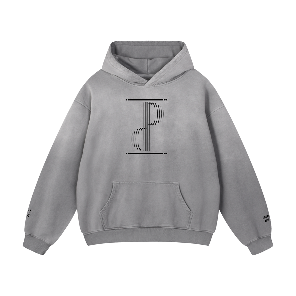 TIME IS PRICELESS - Oversized BENEVOLENT BEING Sunfade Hoodie - Black Logo