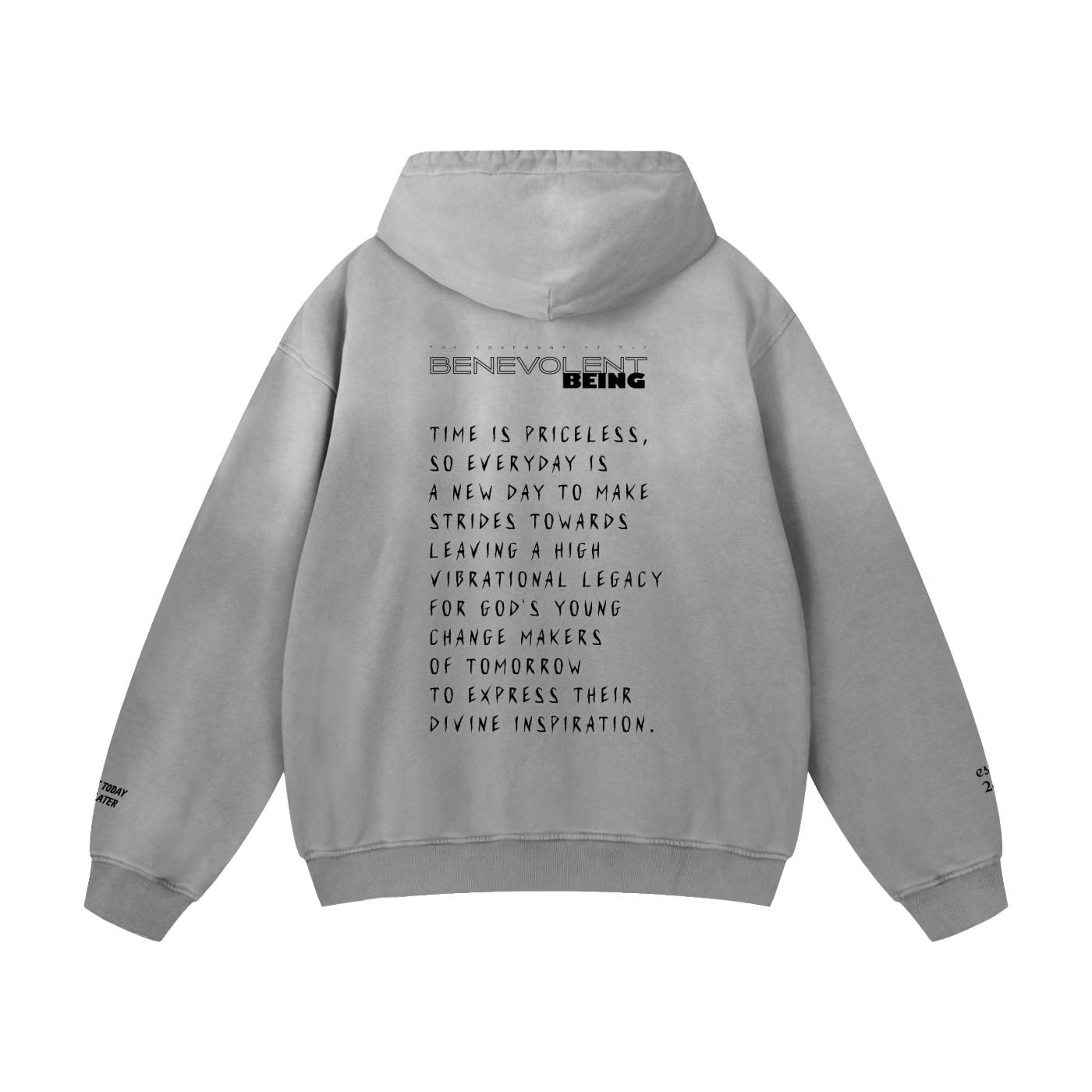 TIME IS PRICELESS - Oversized BENEVOLENT BEING Sunfade Hoodie - Black Logo