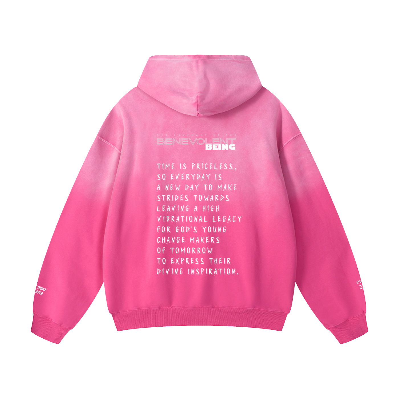 TIME IS PRICELESS - Oversized BENEVOLENT BEING Sunfade Hoodie - White Logo