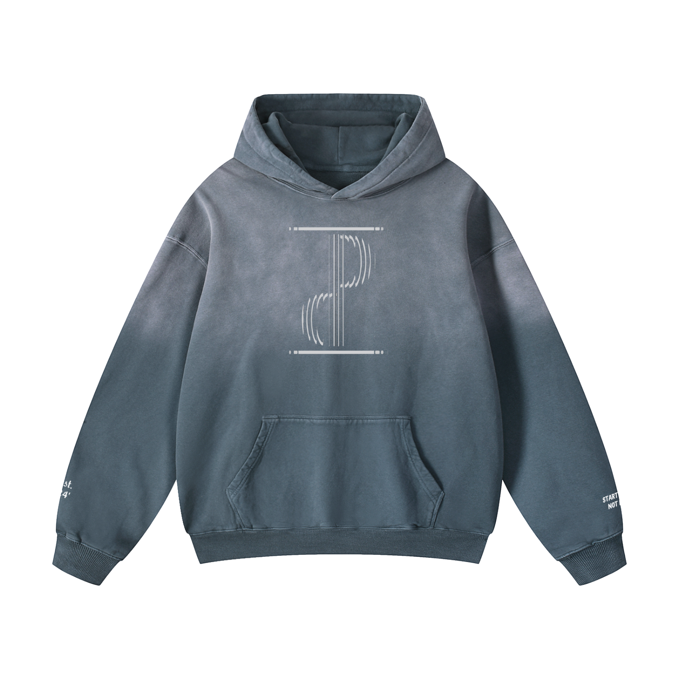 TIME IS PRICELESS - Oversized BENEVOLENT BEING Sunfade Hoodie - White Logo