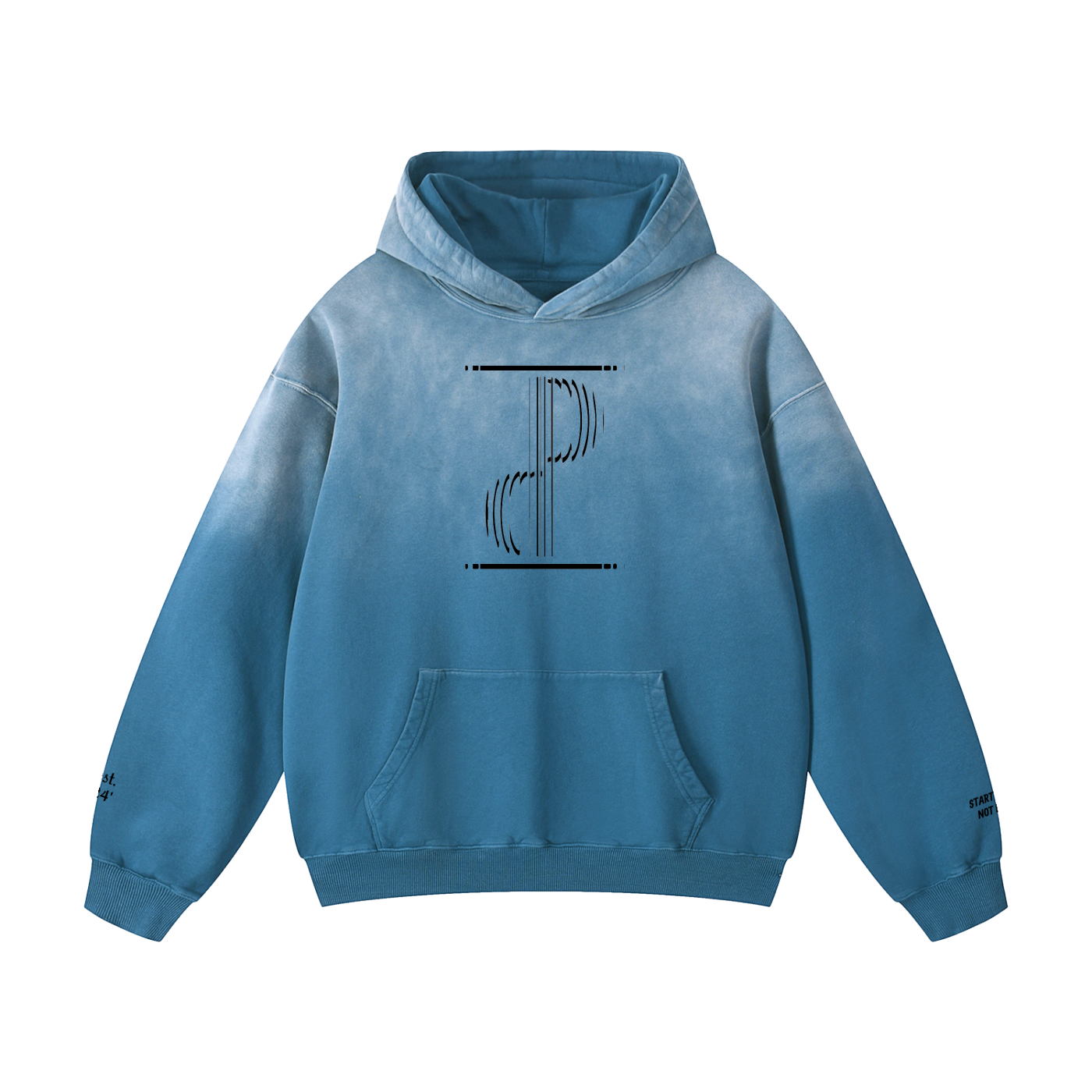 TIME IS PRICELESS - Oversized BENEVOLENT BEING Sunfade Hoodie - Black Logo