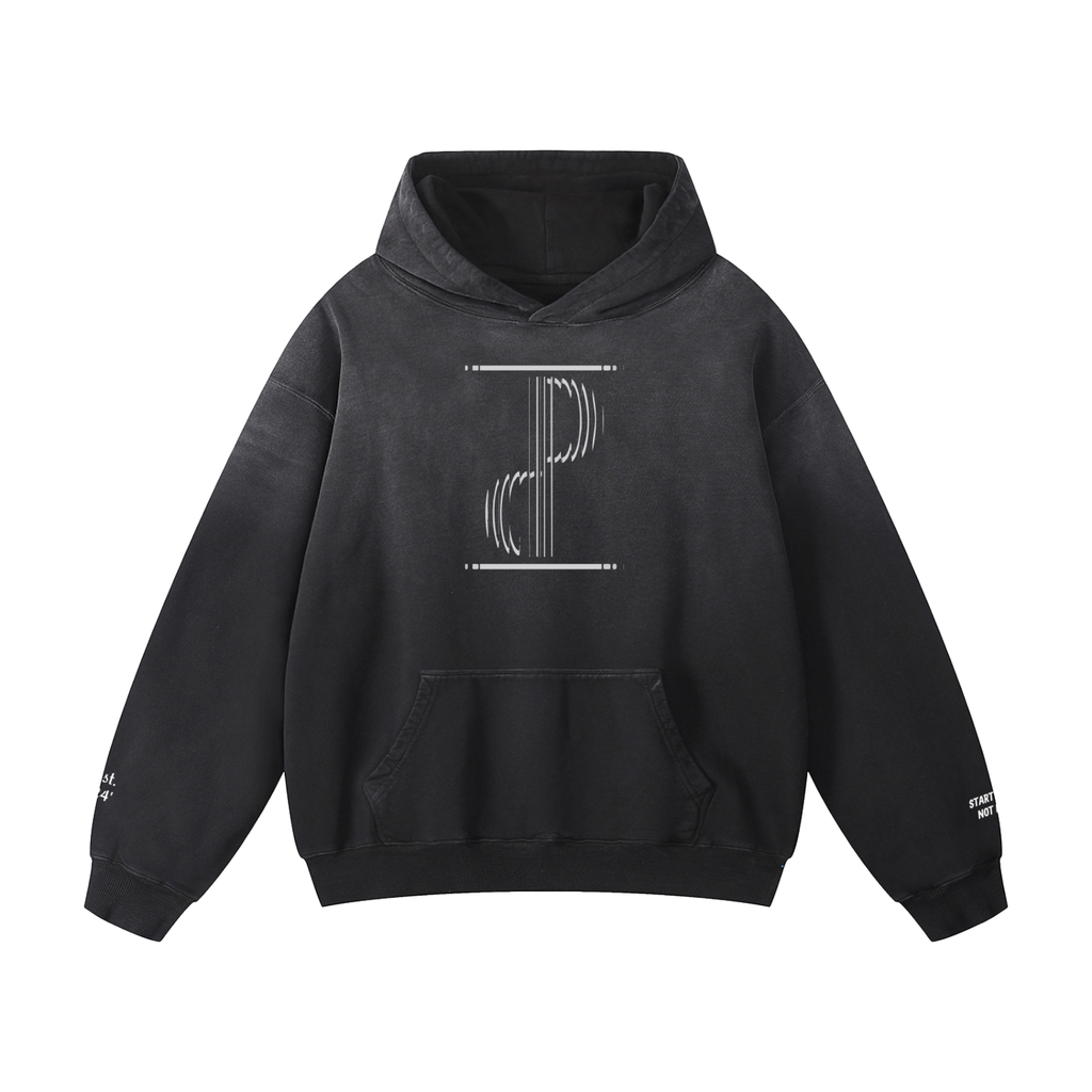 TIME IS PRICELESS - Oversized BENEVOLENT BEING Sunfade Hoodie - White Logo