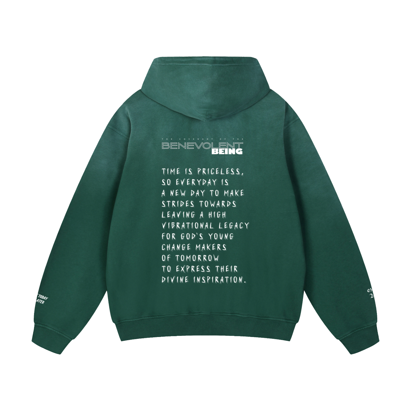 TIME IS PRICELESS - Oversized BENEVOLENT BEING Sunfade Hoodie - White Logo